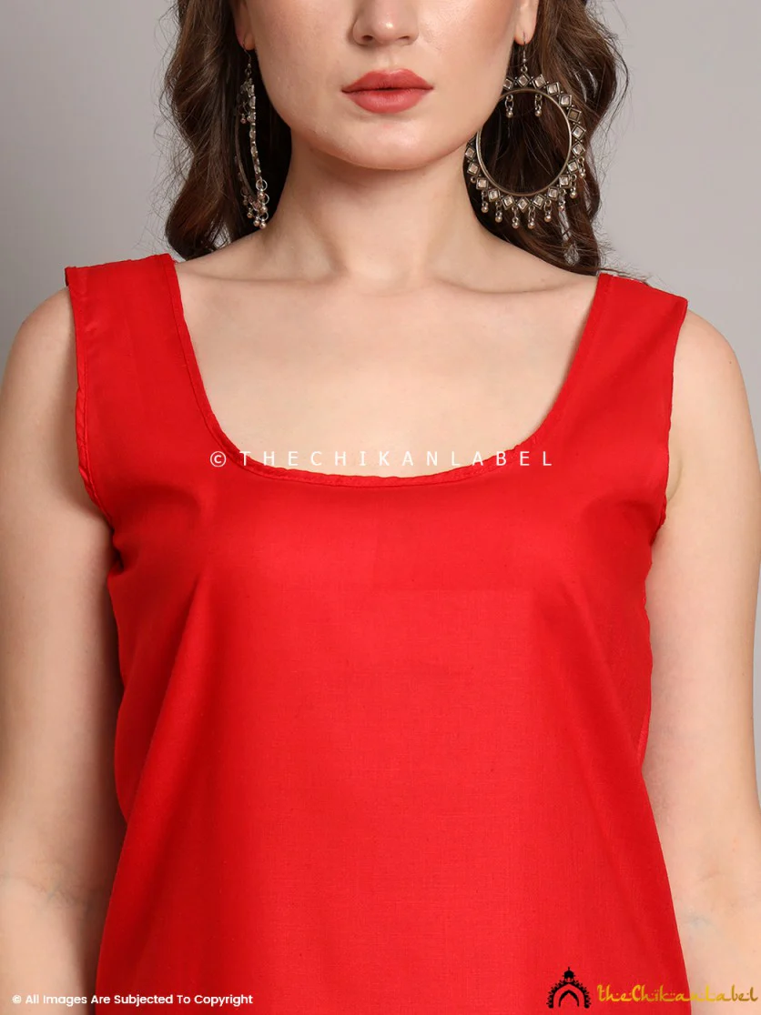 Cotton Camisole Inners for Kurtis & Kurta Red - Image 2