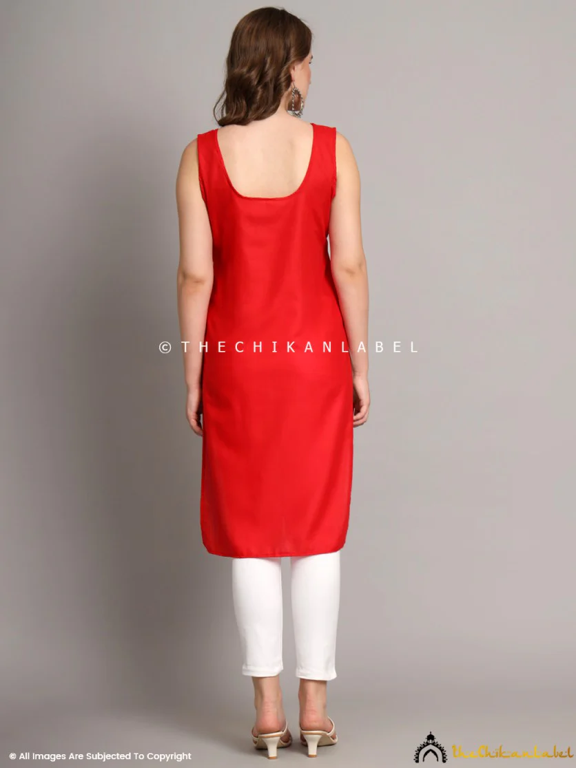 Cotton Camisole Inners for Kurtis & Kurta Red - Image 3