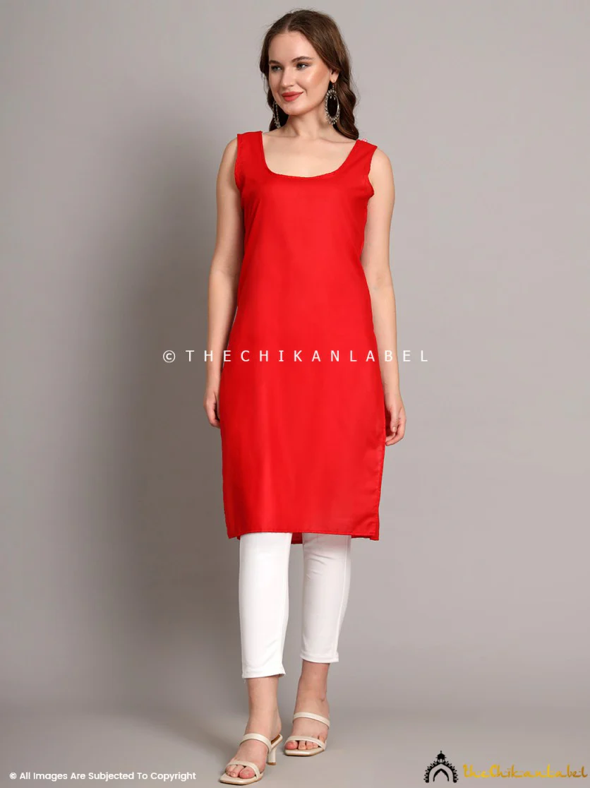 Cotton Camisole Inners for Kurtis & Kurta Red - Image 4