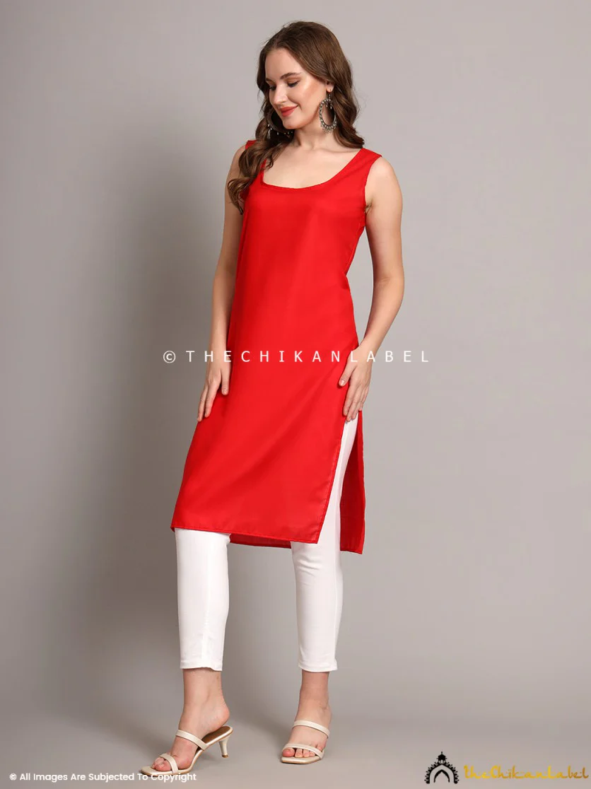 Cotton Camisole Inners for Kurtis & Kurta Red - Image 5