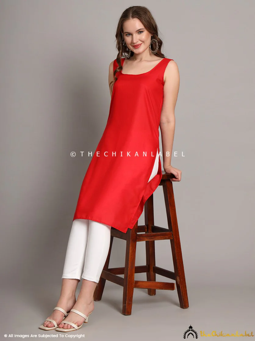Cotton Camisole Inners for Kurtis & Kurta Red - Image 6