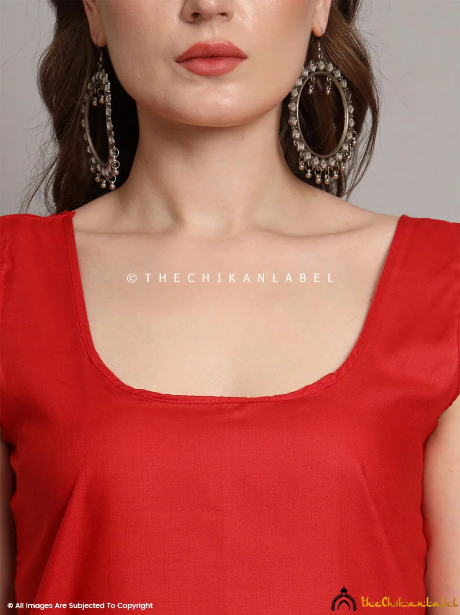 Cotton Short Camisole Inners for Kurtis & Kurta Red - Image 6