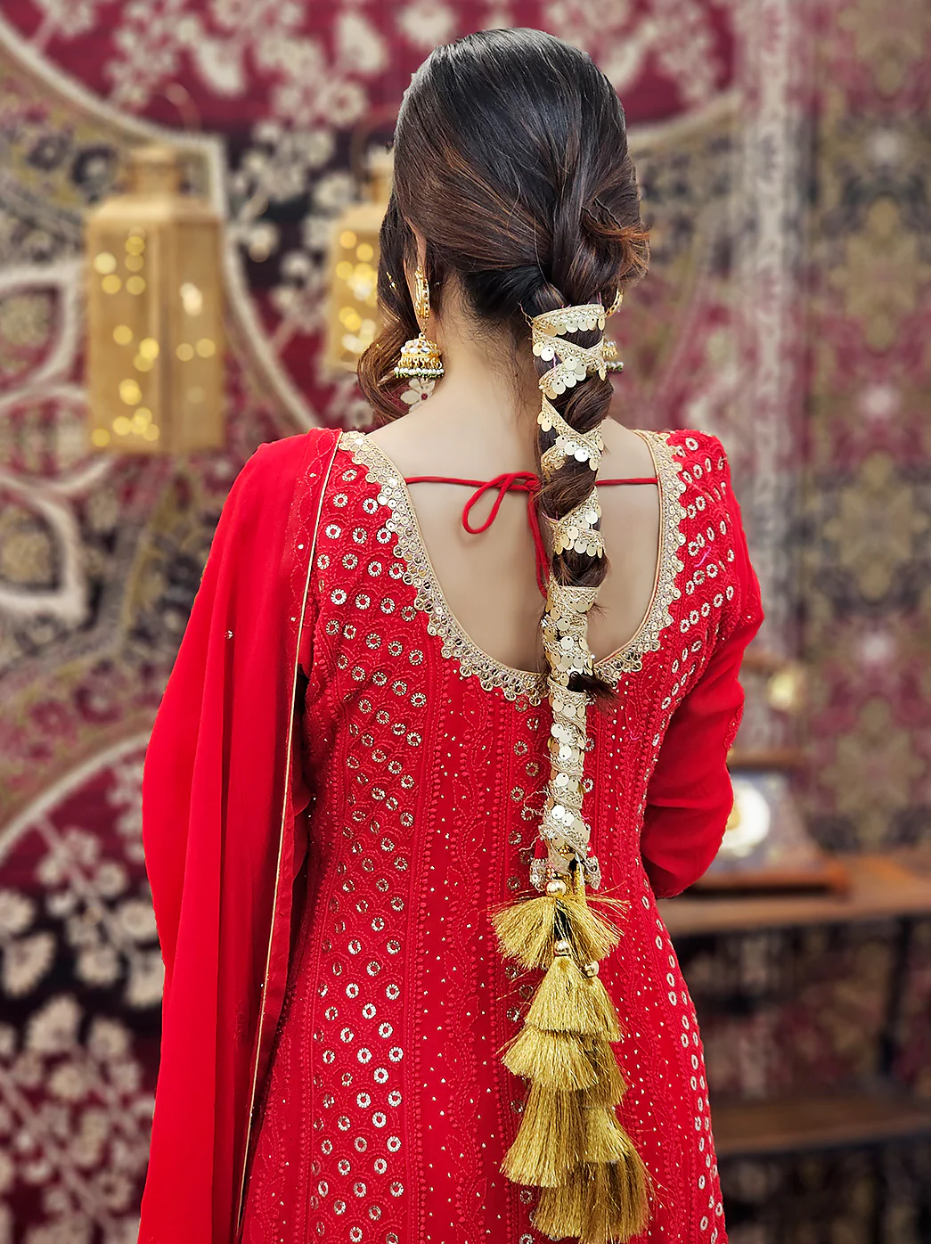 Gulmohar Viscose Chikankari Anarkali - Red - Image 3