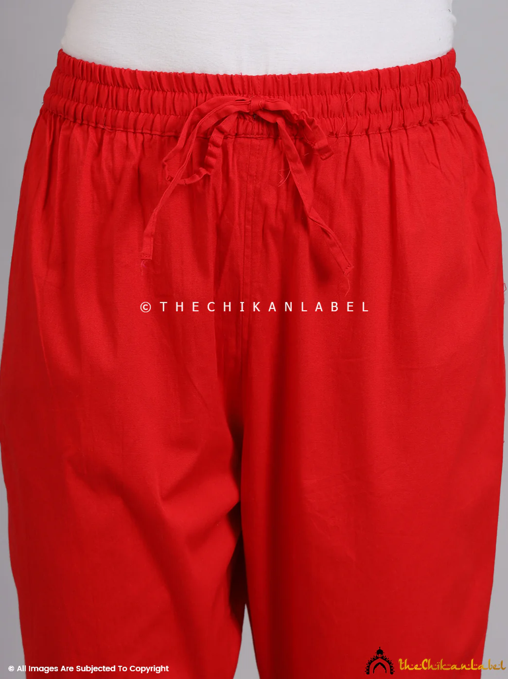Nuha Lycra Straight Chikankari Cigarette Pant - Red - Image 4