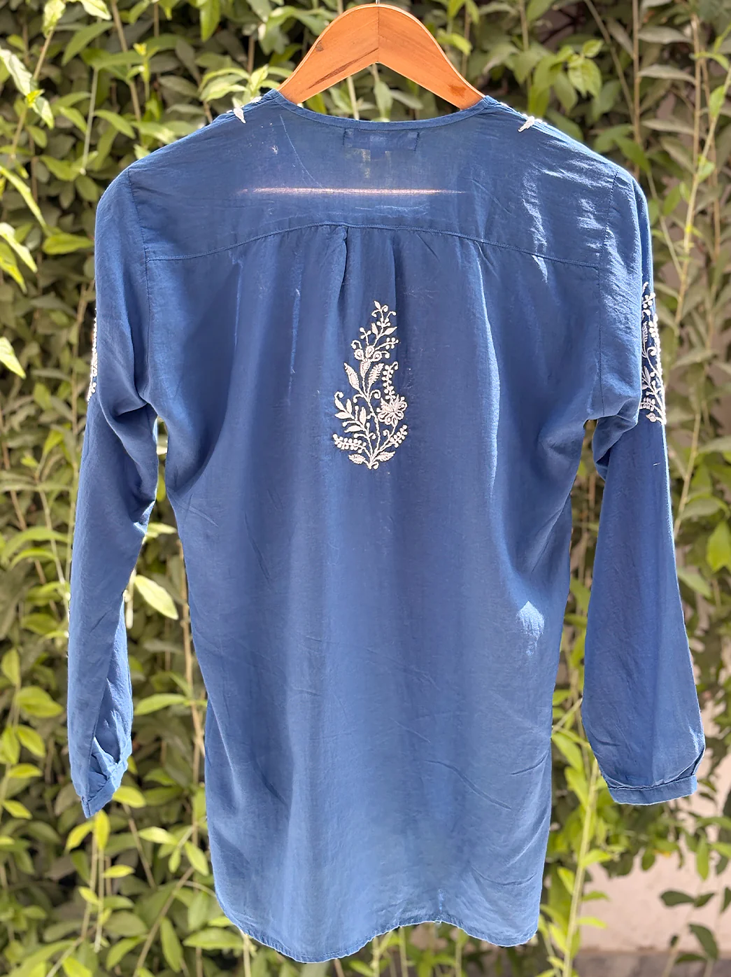 Rutvi Mulmul Cotton Chikankari Top - Blue - Image 7
