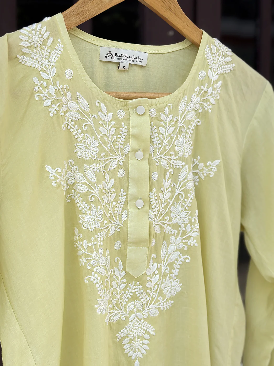 Rutvi Mulmul Cotton Chikankari Top - Lime Green - Image 7