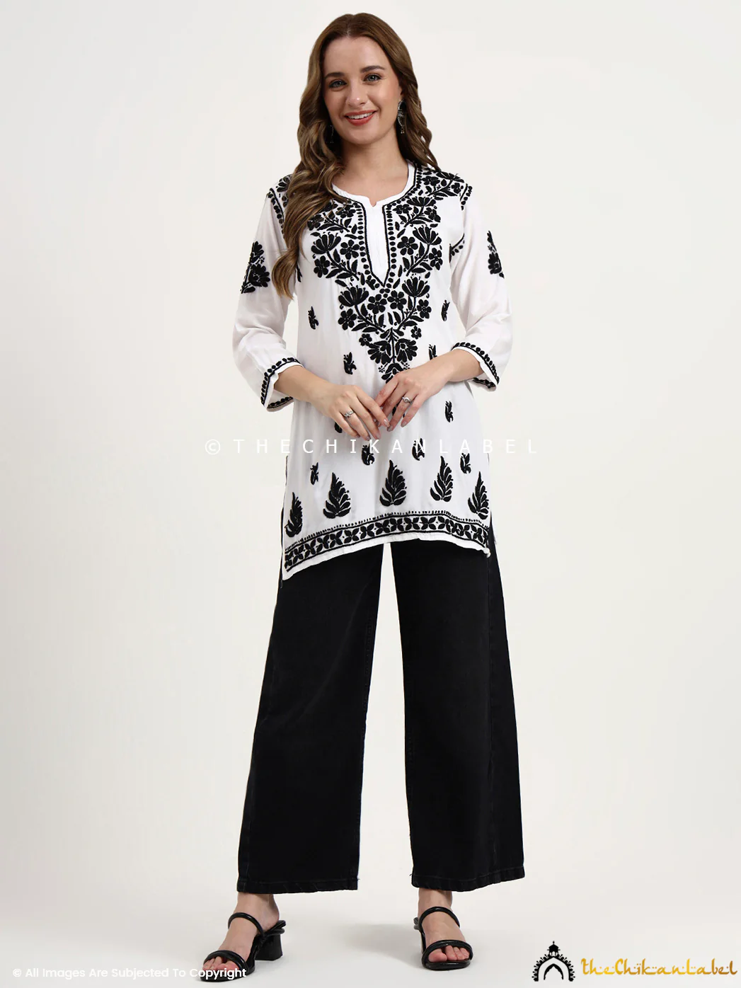 Sanya Rayon Chikankari Short Top - White - Image 7