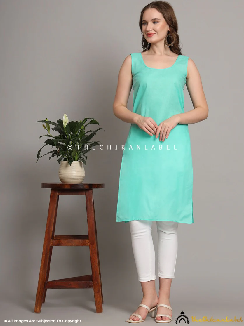 Cotton Camisole Inners for Kurtis & Kurta Sea Green - Image 6