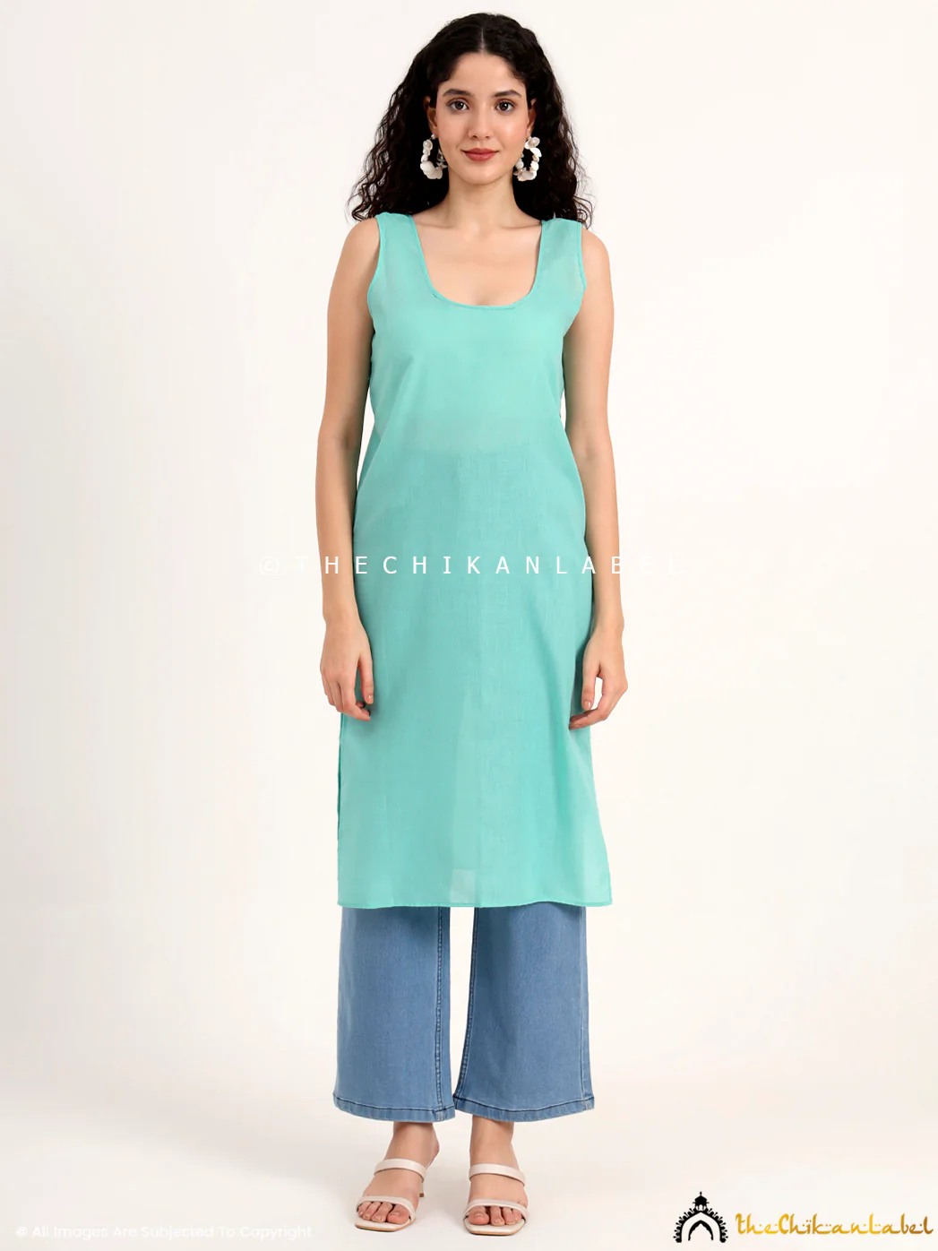 Mahak Georgette Chikankari Straight Kurti with Inner - Sea Green - Image 7