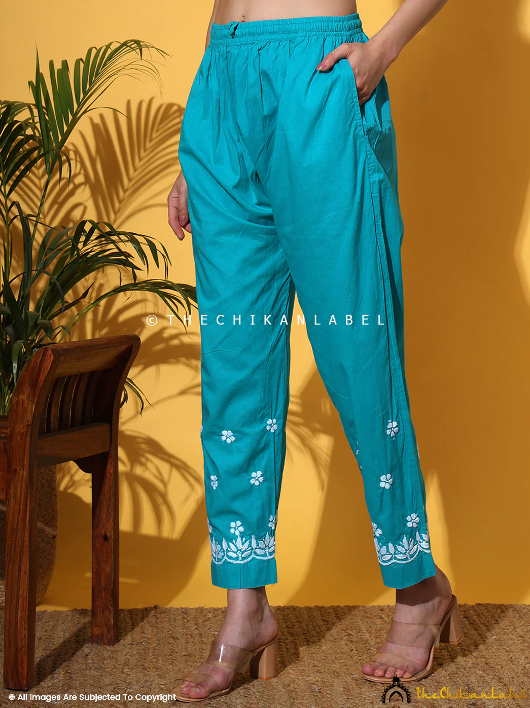 Rumi Organic Cotton Chikankari Kurta Set - Sea Green - Image 8