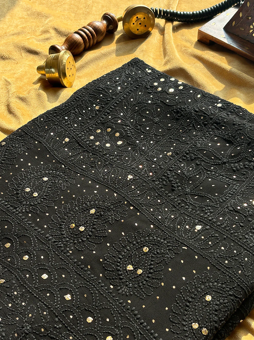 Siya Viscose Chikankari Kurti Piece with Dupatta - Black - Image 2