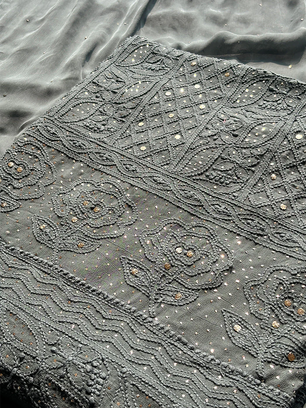 Siya Viscose Chikankari Kurti Piece with Dupatta - Grey - Image 2