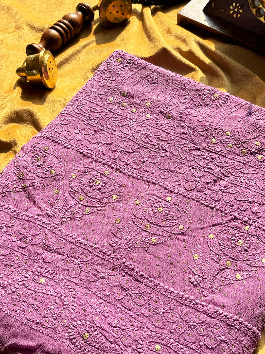 Siya Viscose Chikankari Kurti Piece with Dupatta - Lavender - Image 2