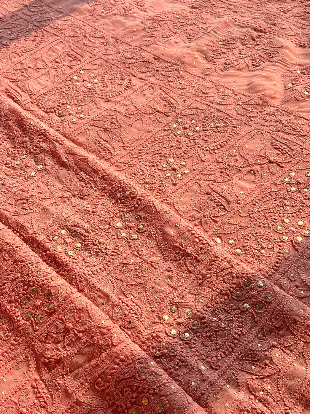 Siya Viscose Chikankari Kurti Piece with Dupatta - Light Peach - Image 4