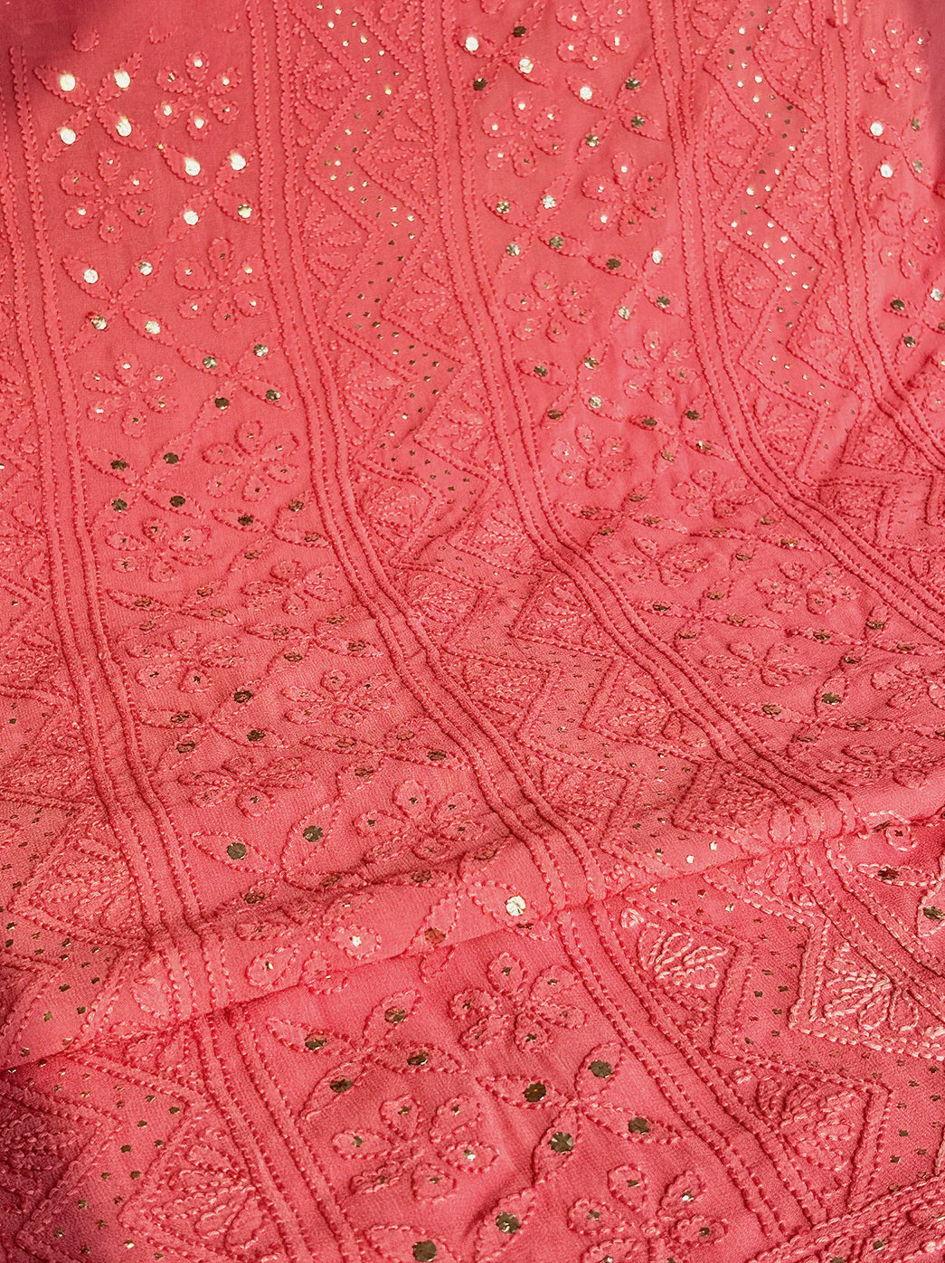 Siya Viscose Chikankari Kurti Piece with Dupatta - Peach - Image 3