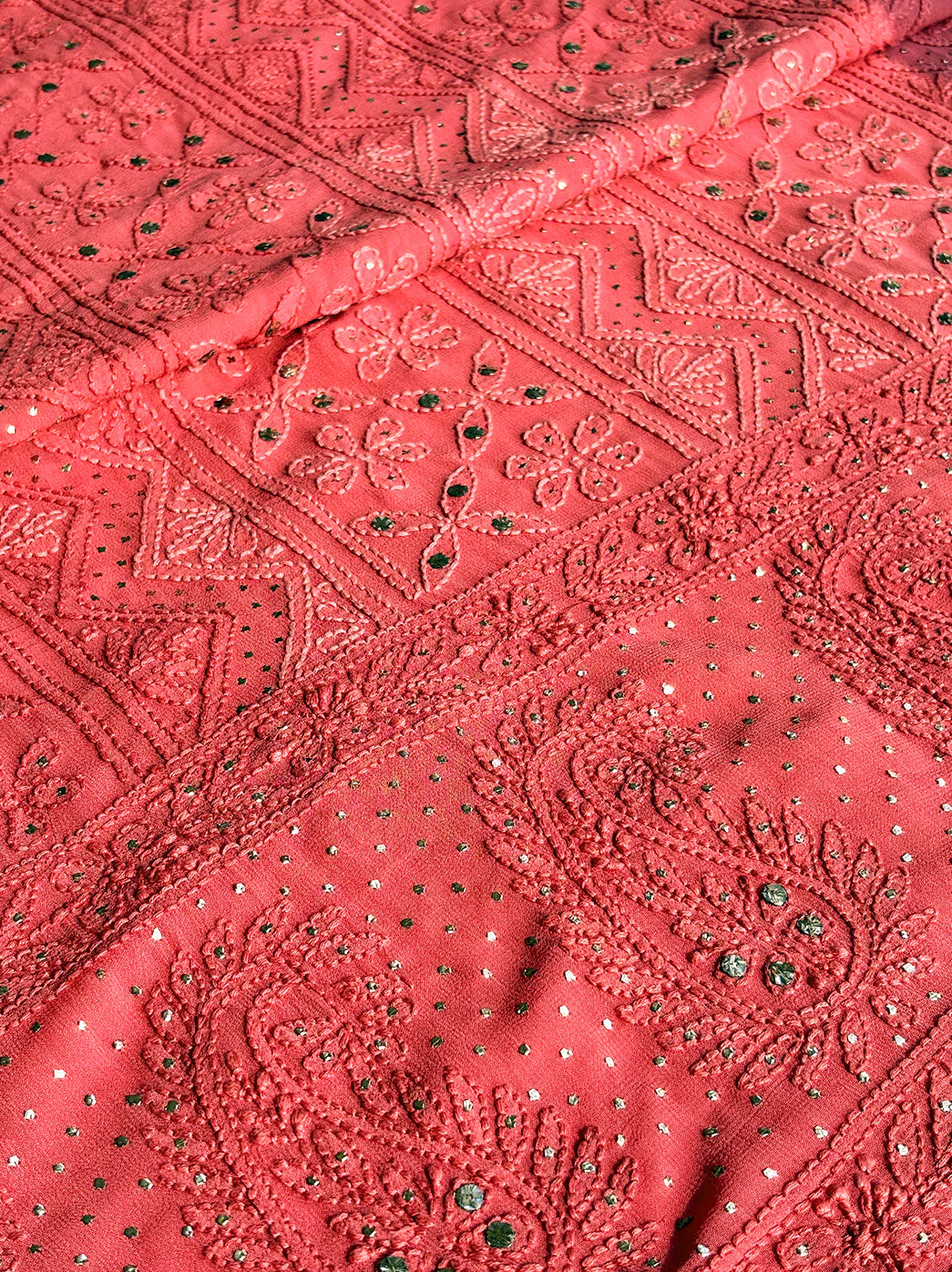 Siya Viscose Chikankari Kurti Piece with Dupatta - Peach - Image 4