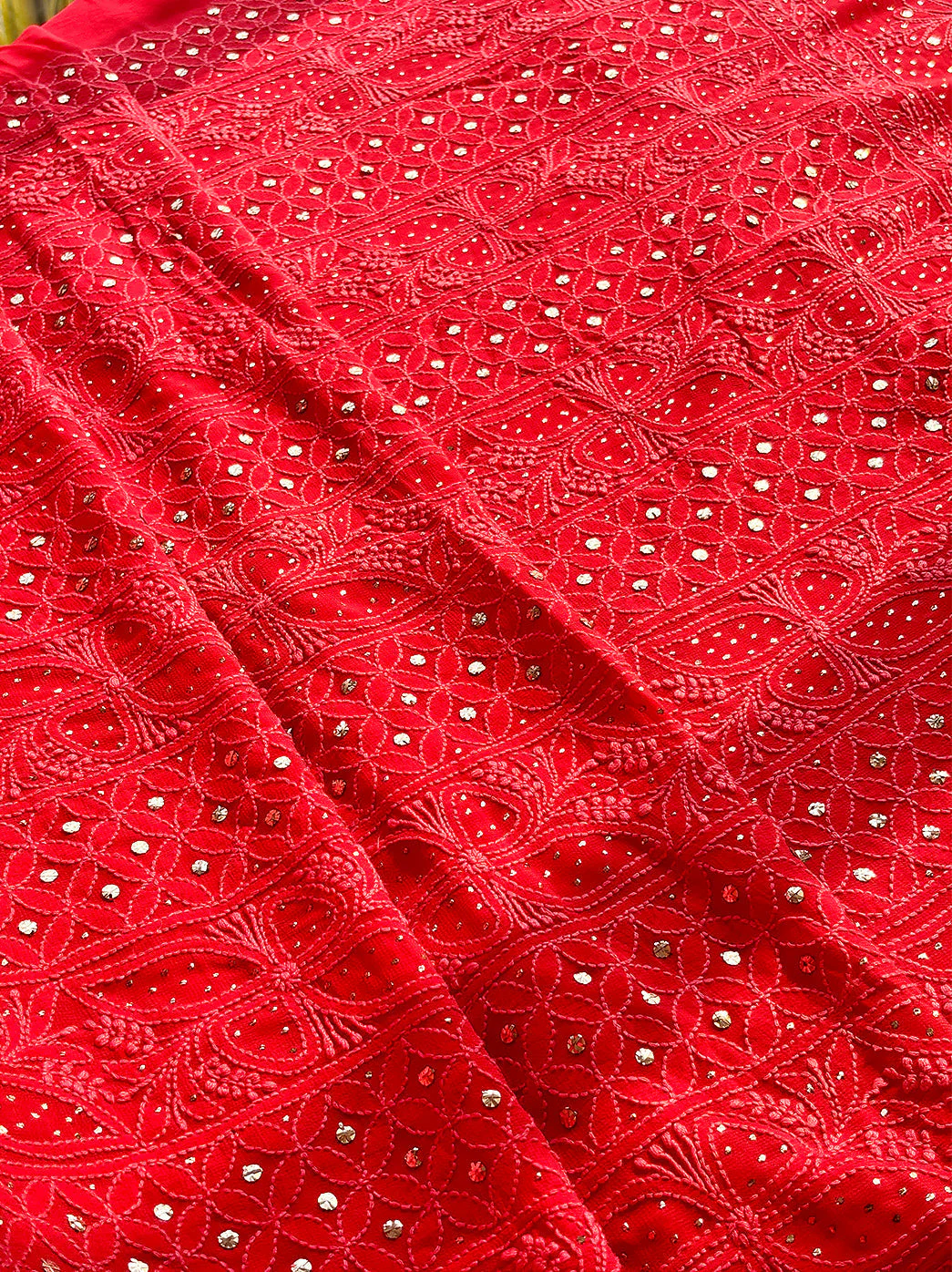 Siya Viscose Chikankari Kurti Piece with Dupatta - Red - Image 4