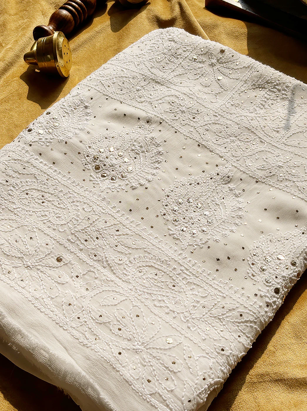 Siya Viscose Chikankari Kurti Piece with Dupatta - White - Image 2