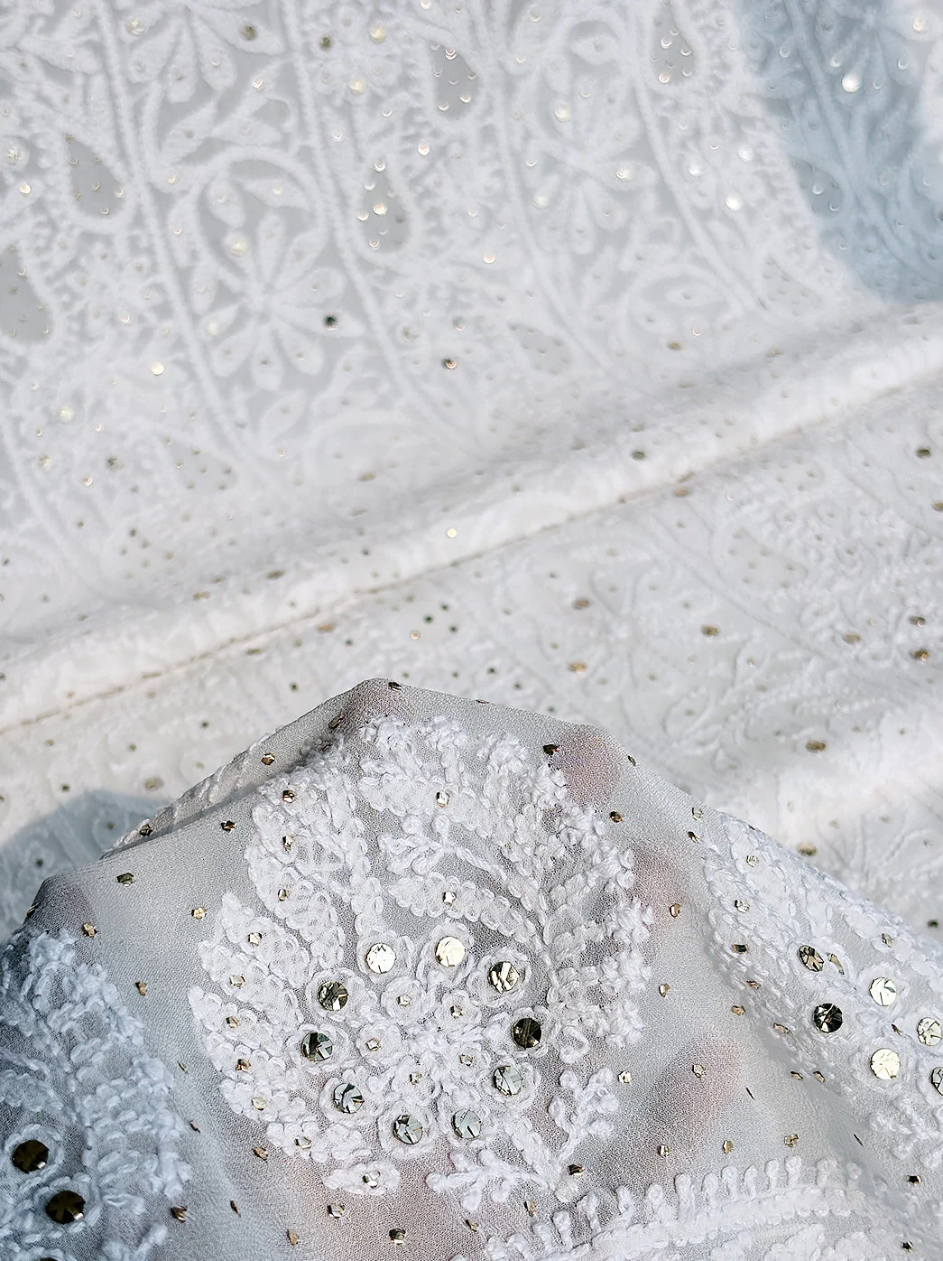 Siya Viscose Chikankari Kurti Piece with Dupatta - White - Image 4