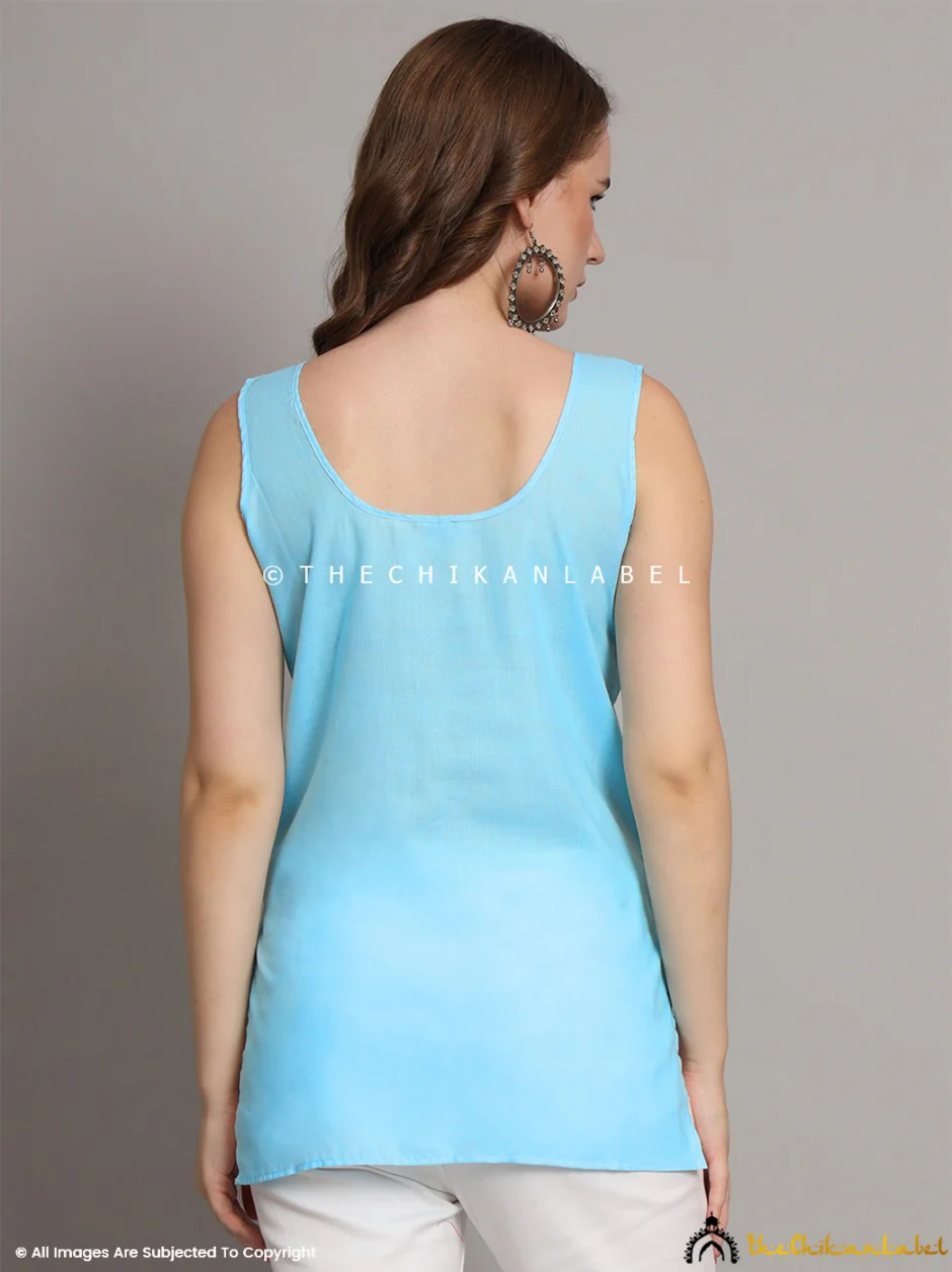 Cotton Short Camisole Inners for Kurtis & Kurta Sky Blue - Image 3