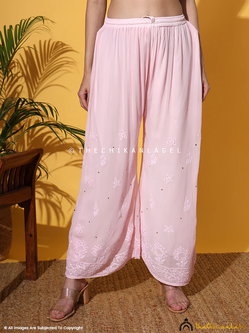 Sukhmani Gambhir Sitara Chikankari Viscose Kurta Set with Dupatta - Champagne - Image 4