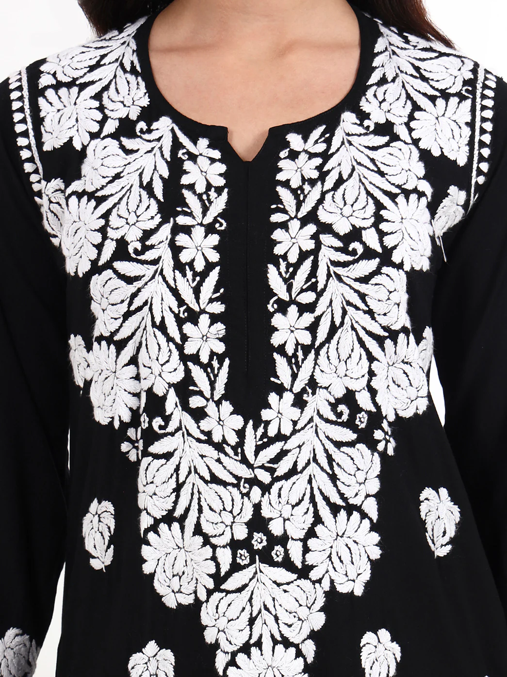 Tisya Rayon Chikankari Kurti Palazzo Set - Black - Image 2
