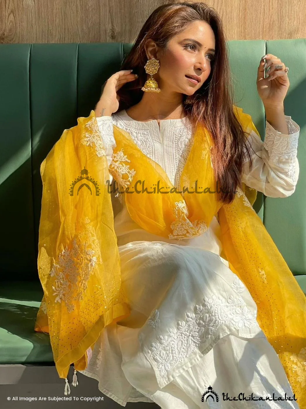 Vinny Arora White Hiba Chanderi Chikankari Kurta Set - Image 3