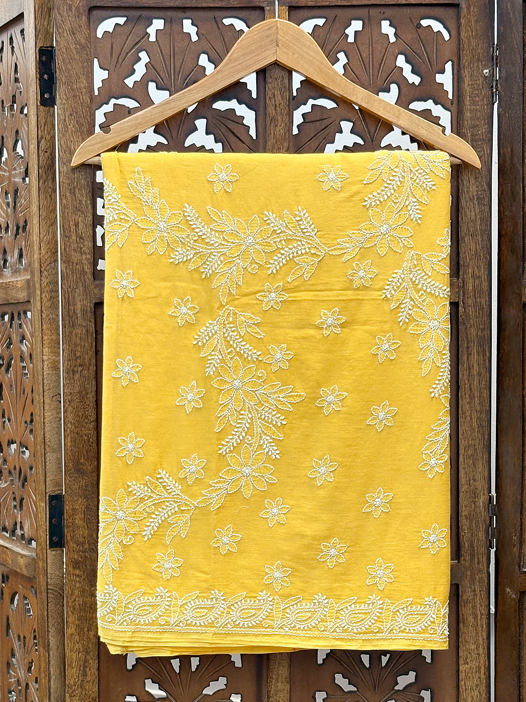 Vritika Mulmul Cotton Chikankari Saree - Blue - Image 7