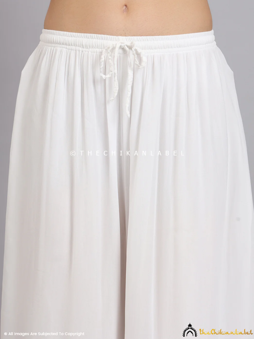 White Aadhya Viscose Chikankari Sharara - Image 5