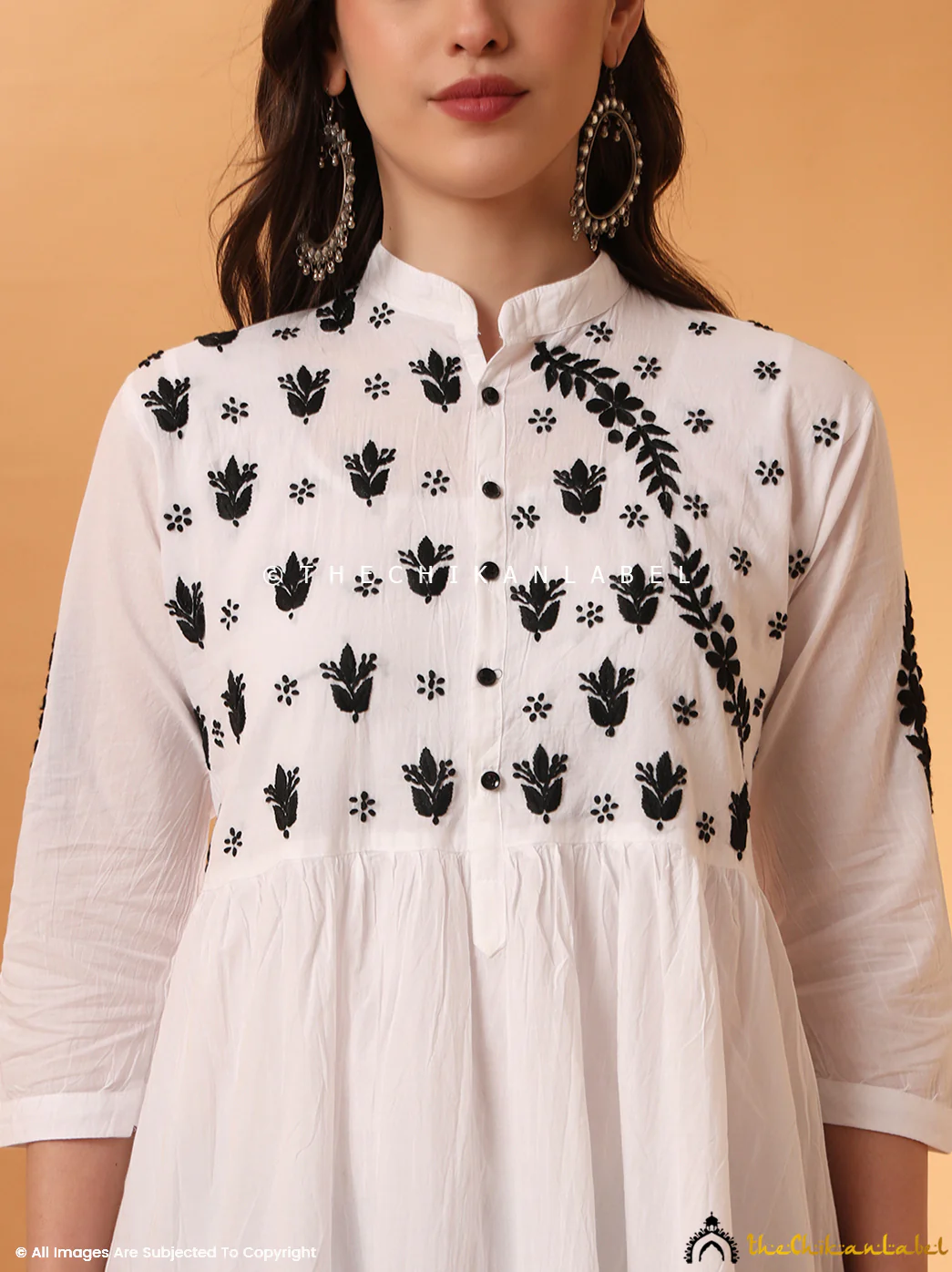 White Adya Cotton A-Line Chikankari Peplum Top - Image 2