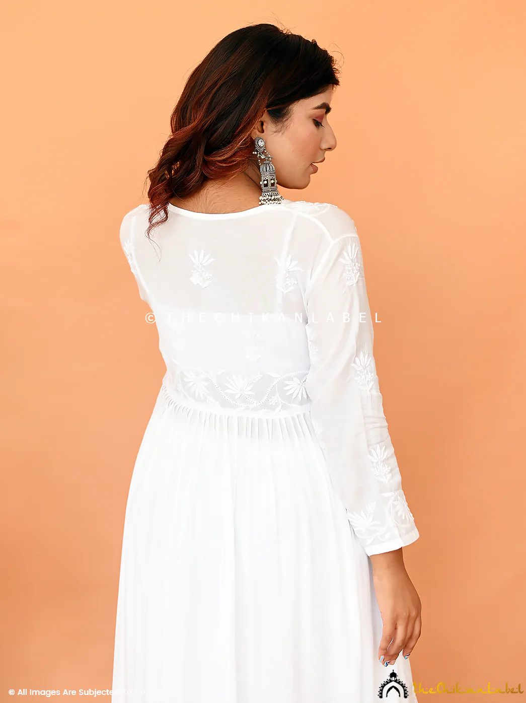 Alia Muslin Chikankari Anarkali - White - Image 2