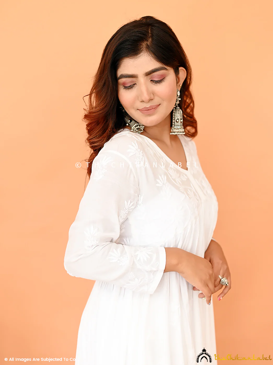 Alia Muslin Chikankari Anarkali - White - Image 3