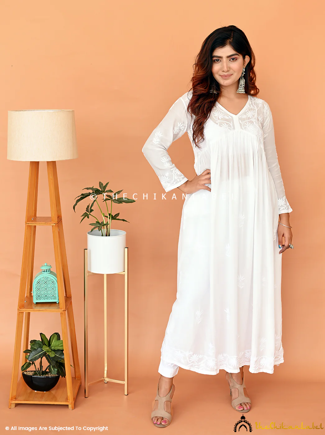 Alia Muslin Chikankari Anarkali - White - Image 4