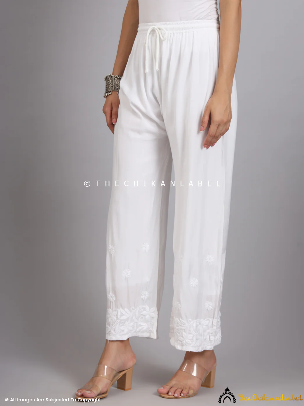 Alia Muslin Chikankari Kurta Set with Dupatta - White - Image 11