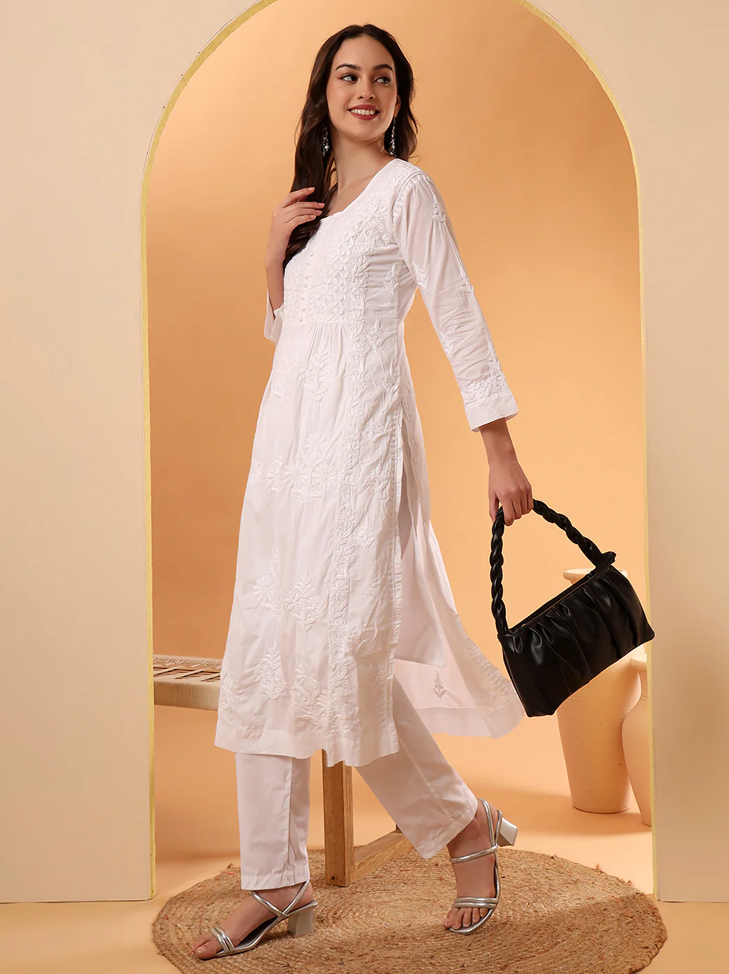 Amulya Cotton Nyra Style Kurti - White - Image 5