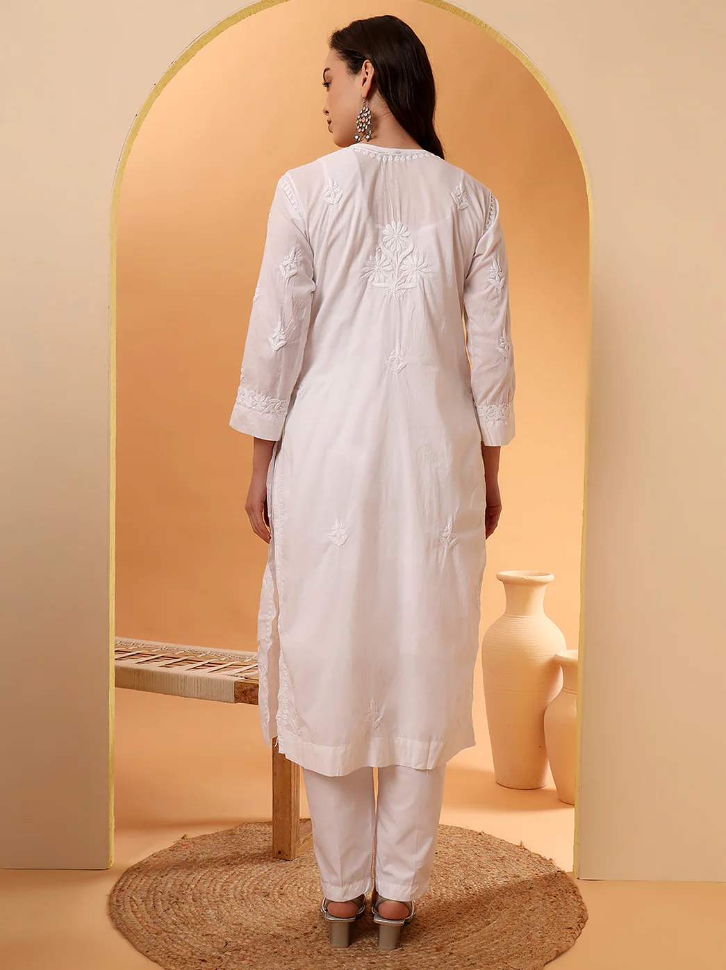 Amulya Cotton Nyra Style Kurti - White - Image 6
