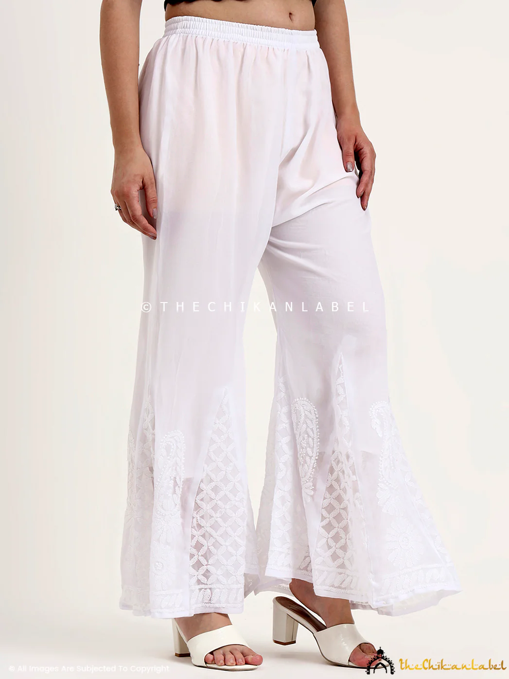 White Areeba Georgette Chikankari Sharara - Image 7