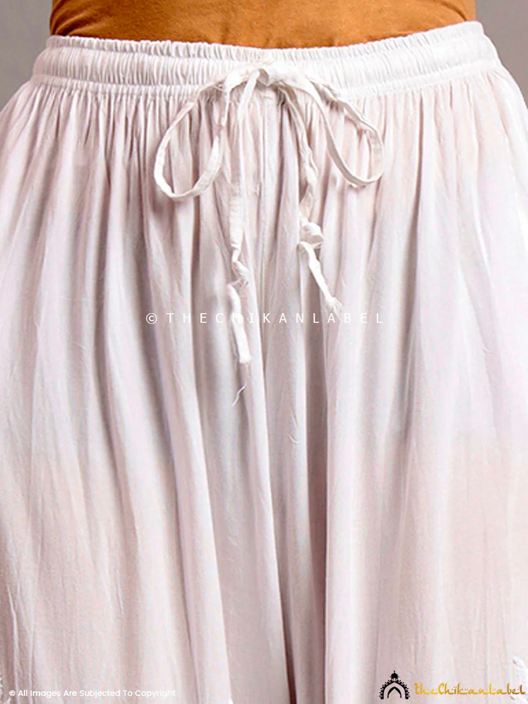 Asti Rayon Chikankari Straight Palazzo - White - Image 2