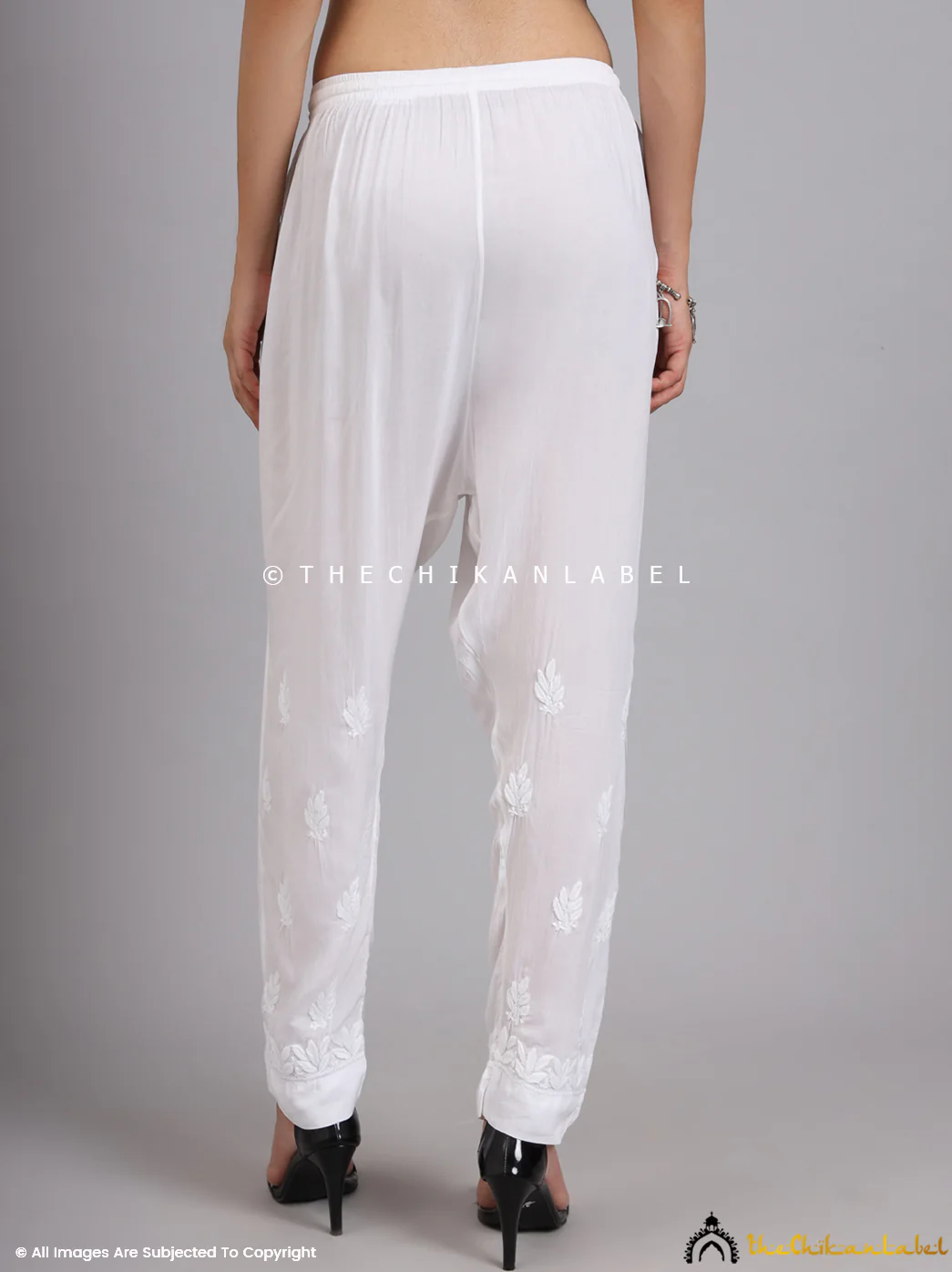 Charvi Modal Chikankari Pant - White - Image 5