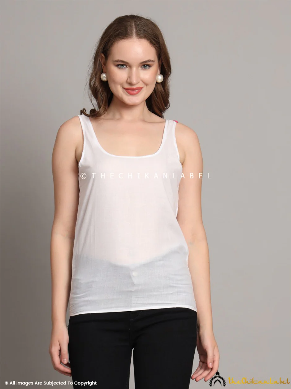 Cotton Short Camisole Inners for Kurtis & Kurta White - Image 4