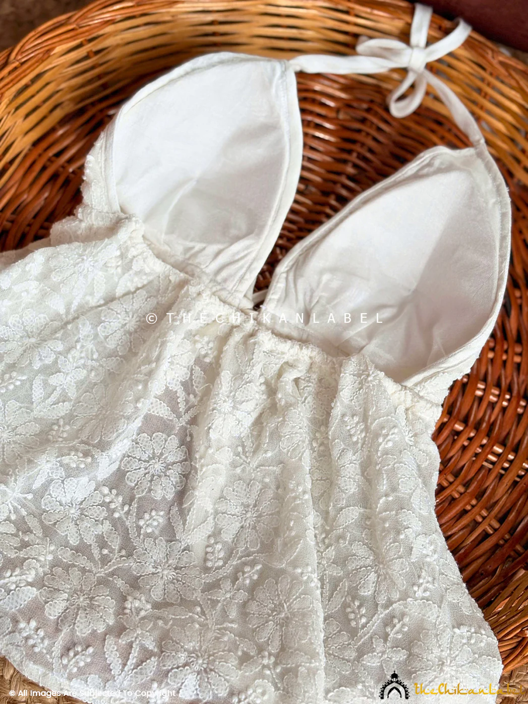 Georgette Chikankari Beach Wear Top - White - Image 3
