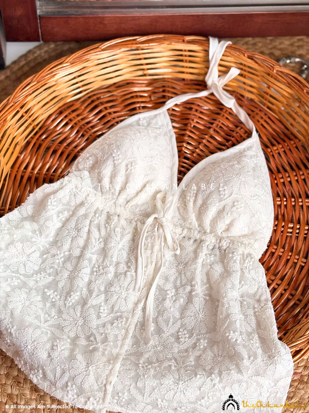 Georgette Chikankari Beach Wear Top - White - Image 4