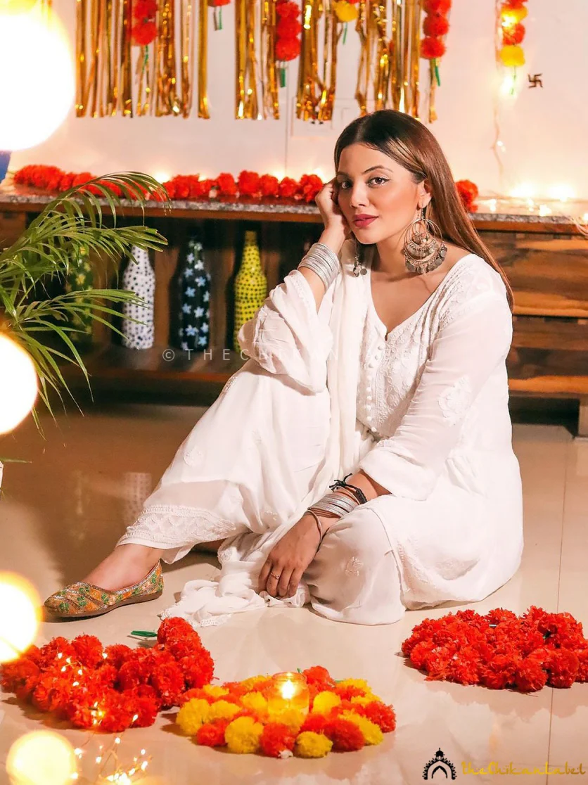 Hafsa Viscose Chikankari Kurta Garara Set with Dupatta - Image 4