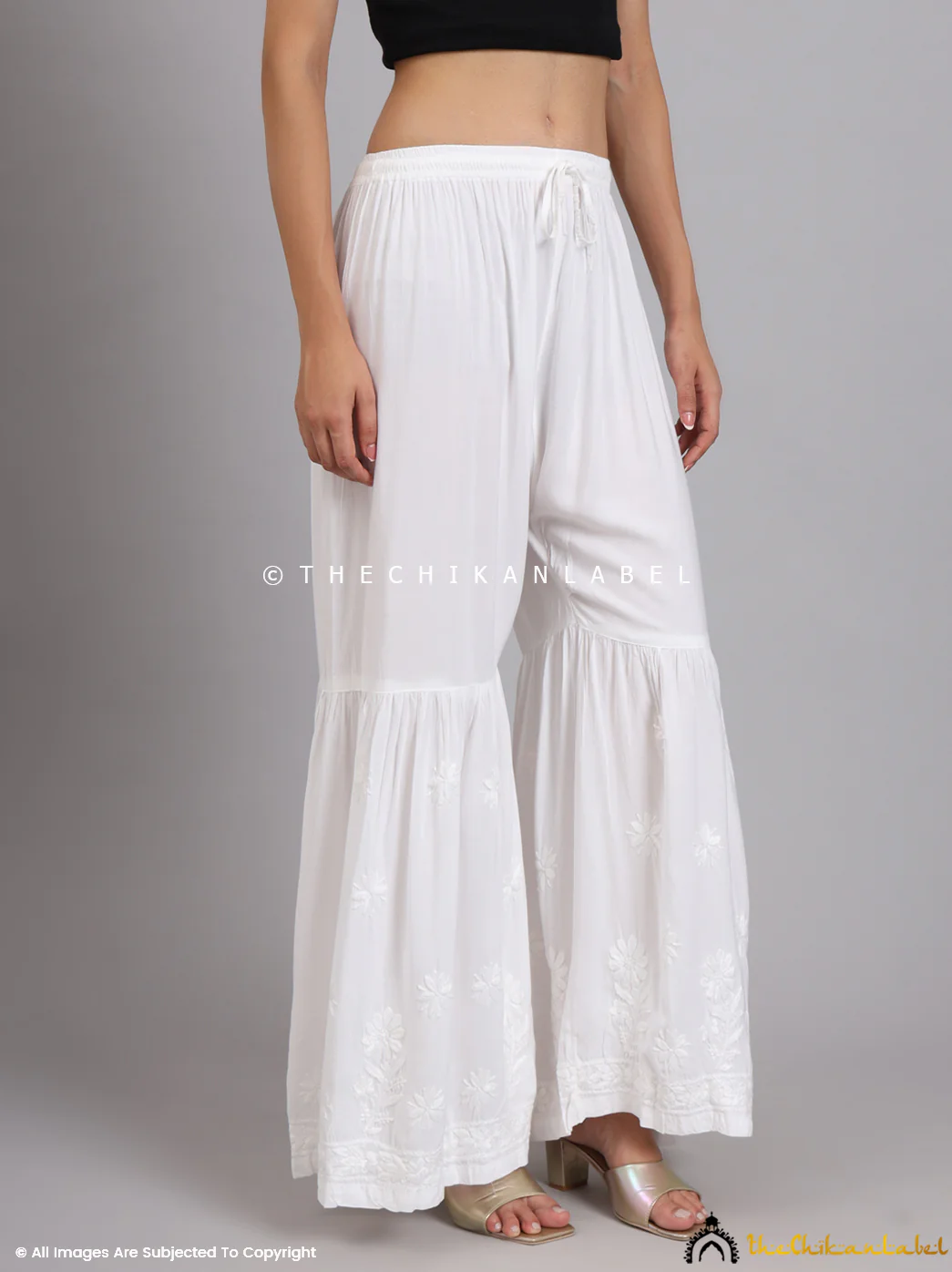 Idayat Modal Single Layer Chikankari Garara - White - Image 3