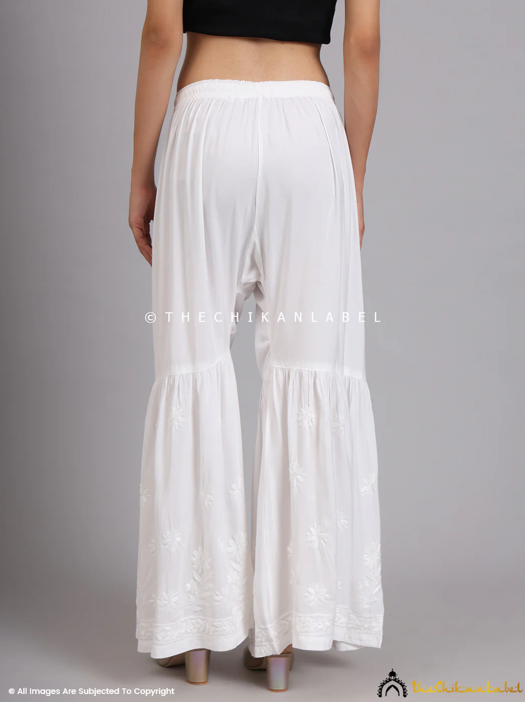 Idayat Modal Single Layer Chikankari Garara - White - Image 5