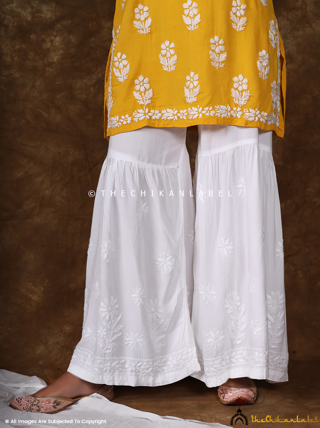 Idayat Modal Single Layer Chikankari Garara - White - Image 8