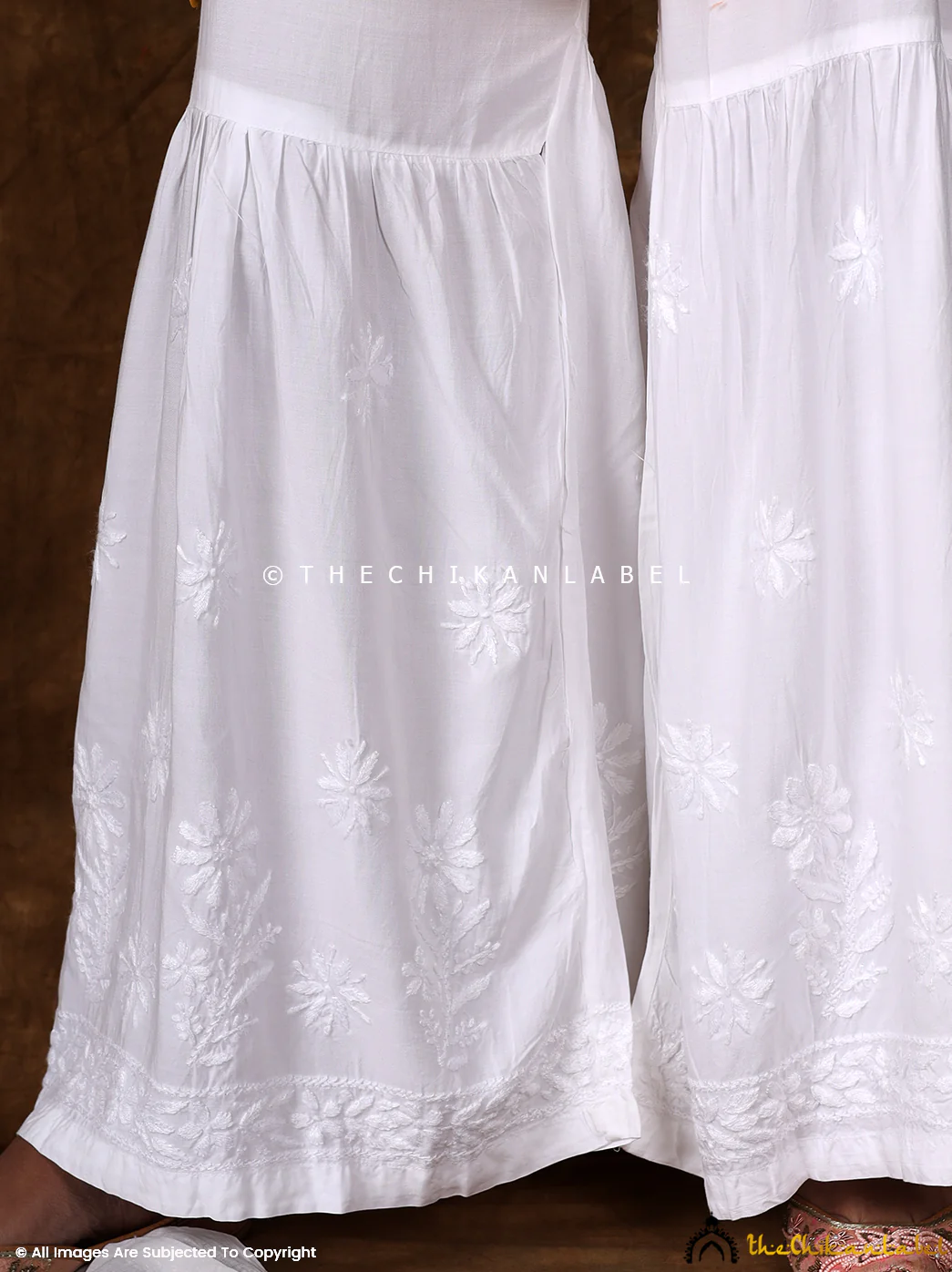 Idayat Modal Single Layer Chikankari Garara - White - Image 9