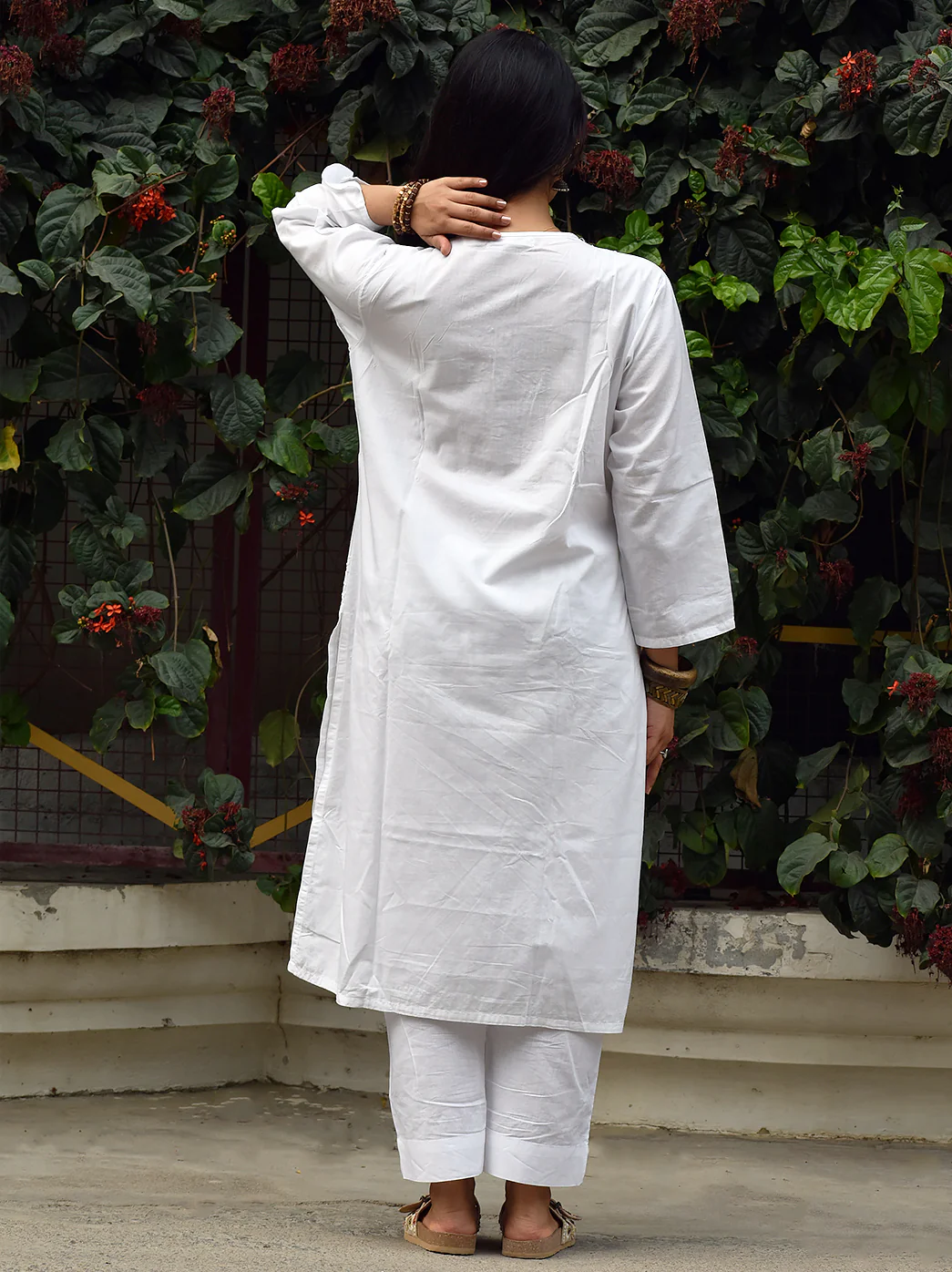 White Kirti Cotton Chikankari Co-ord Set - Image 3