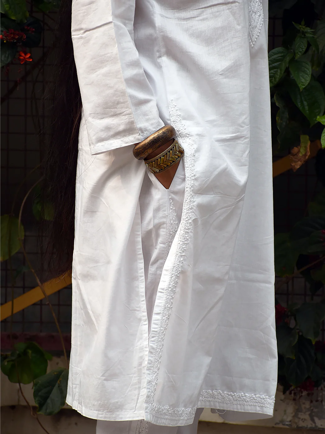 White Kirti Cotton Chikankari Co-ord Set - Image 4