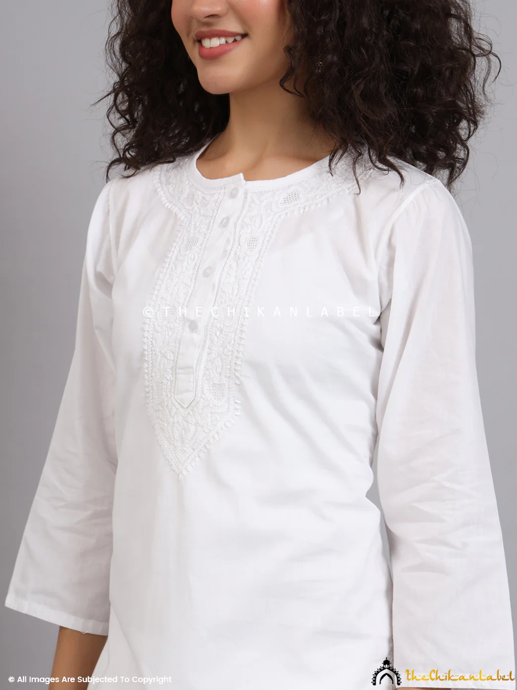 White Kirti Cotton Chikankari Co-ord Set - Image 5